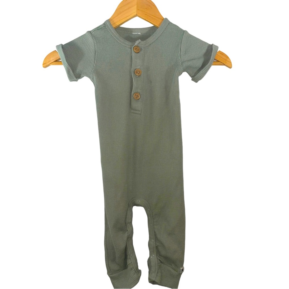 Green Waffle Material‎ 18 Month Outfit EUC